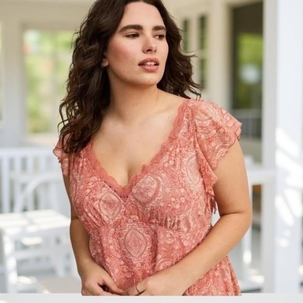 TORRID Sweetheart Flutter Fit & Flare Blouse NWT‎ Size 2X - Picture 6 of 12